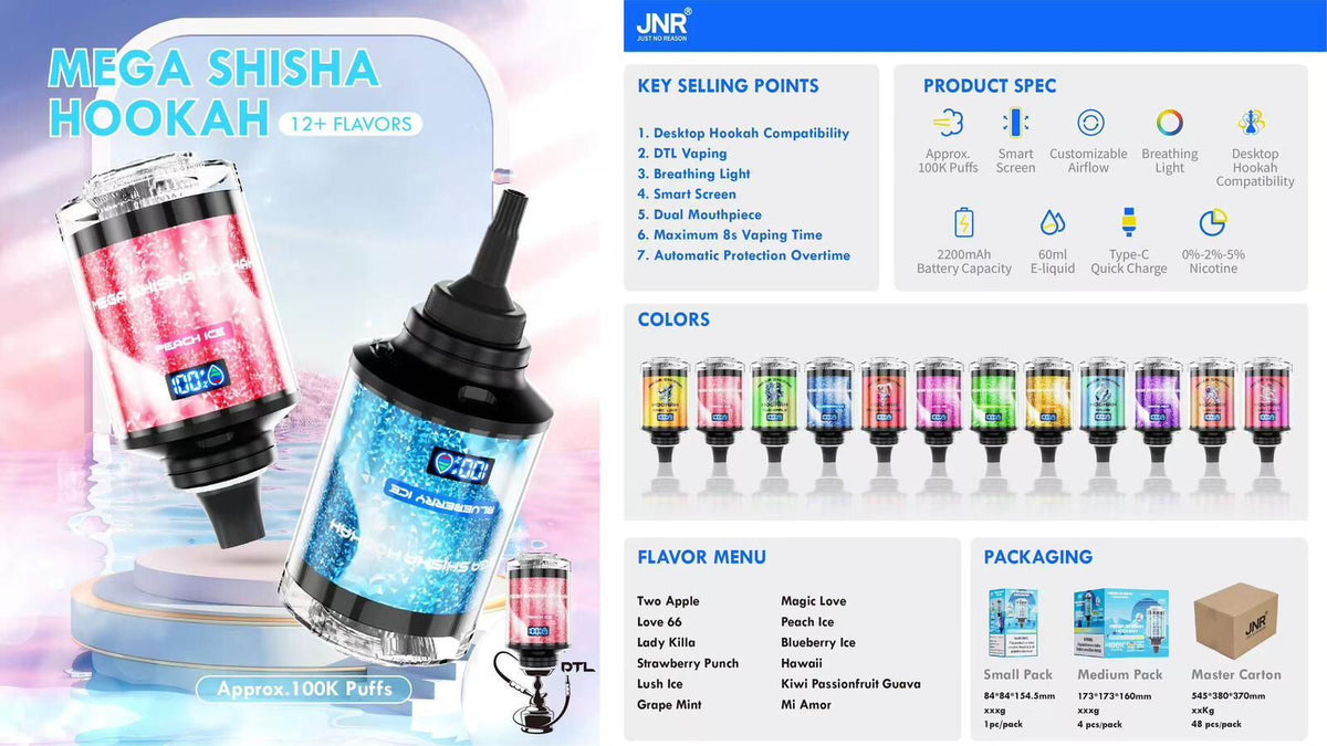 JNR Mega Shisha Hookah 100k Puffs | 100k Puffs | 28,60 JNR Mega Shisha Hookah 100k Puffs | 100k Puffs | 28,60